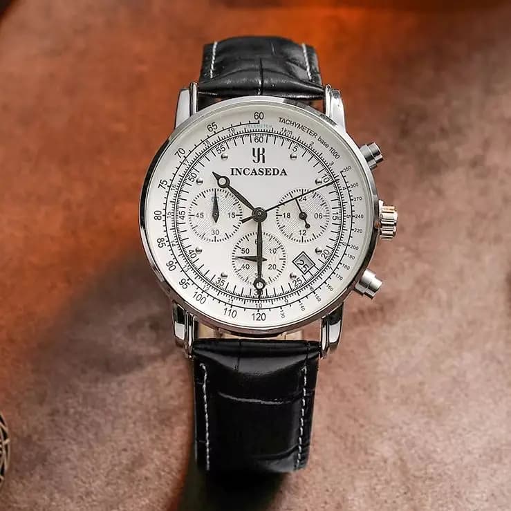 2025 New INCASEDA Luxury Multi functional Fashion Men's Six Needle Multi functional Timing Watch Calendar High end Quartz Watch