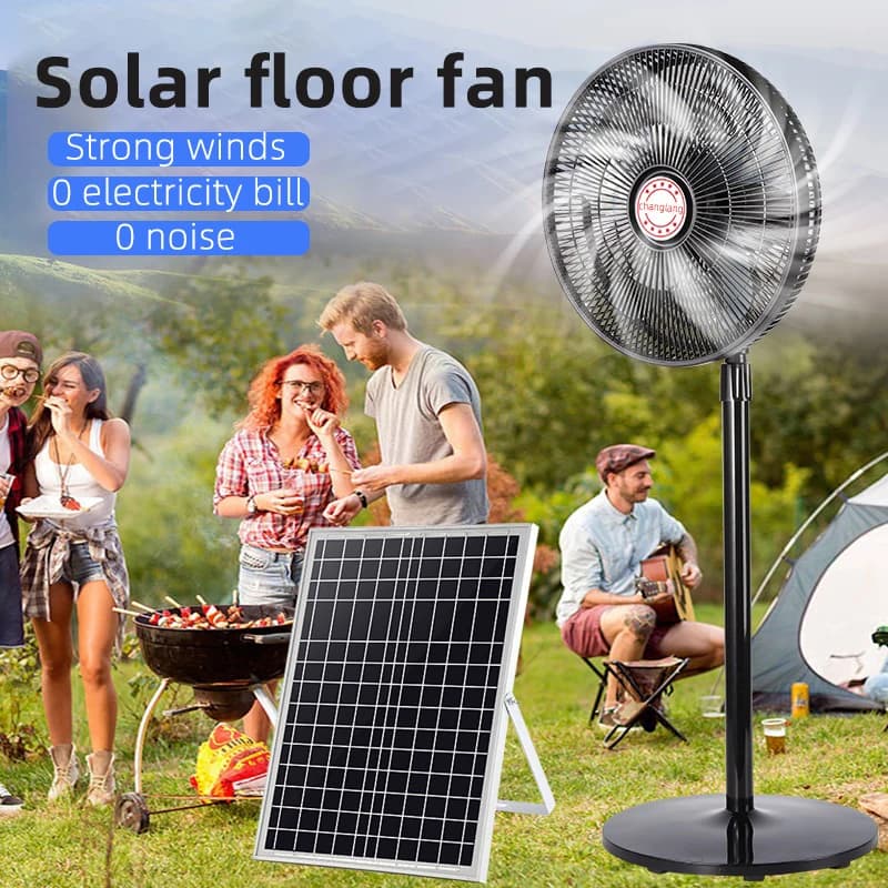 16 Inches Rechargeable 12V Fan Outdoor Solar Floor Fans Travel Portable Desktop Air Conditioner Camping High Wind pedestal fans