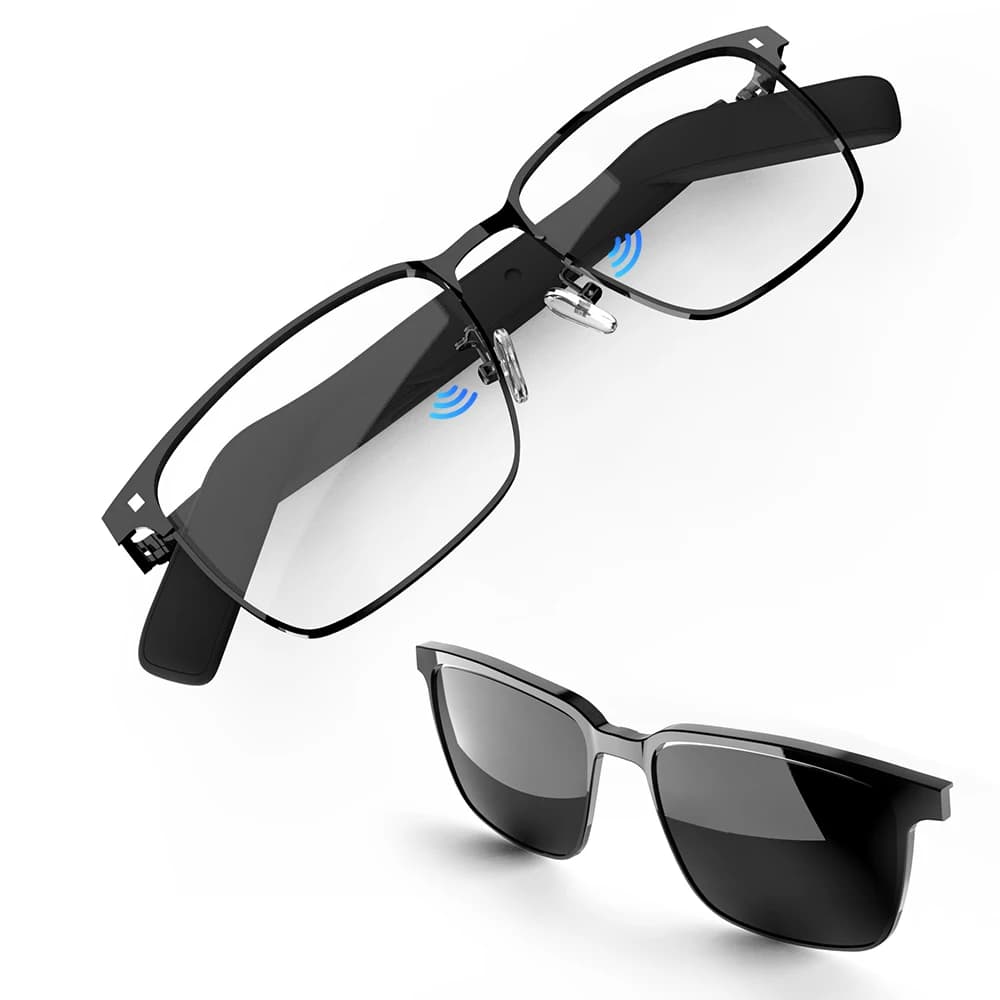 SG-20 PRO Smart Wearable Headset Voice Assistant UV Protection Men Outdoor Smart Audio Eyewear with Magnetic Dual Lenses