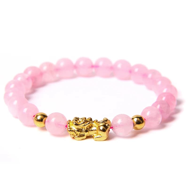 Feng Shui Stone Beads Bracelet Pink Cat Eye Bead Bracelets Pixiu Wealth Lucky Bracelet for Women Men Jewelry Bangles Gifts - image 4