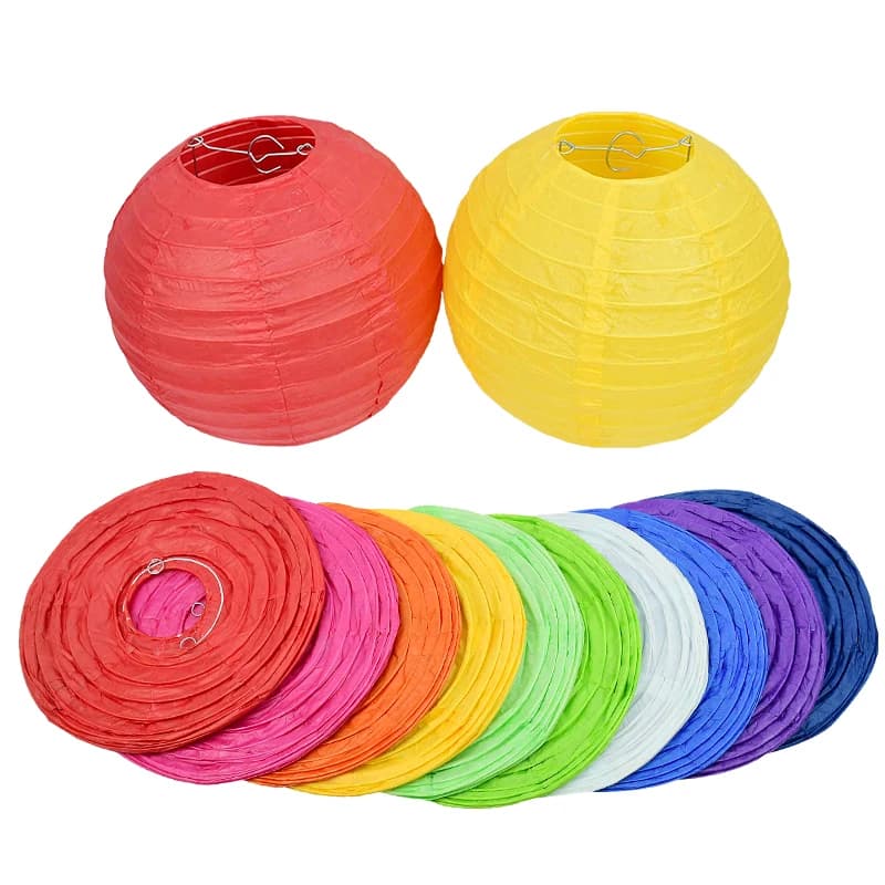 5pcs Round Paper Lantern 4/6/8/10/12inch Multicolor Chinese Lanterns Paper Balls Decor Wedding Birthday Party Hanging Decoration - image 6