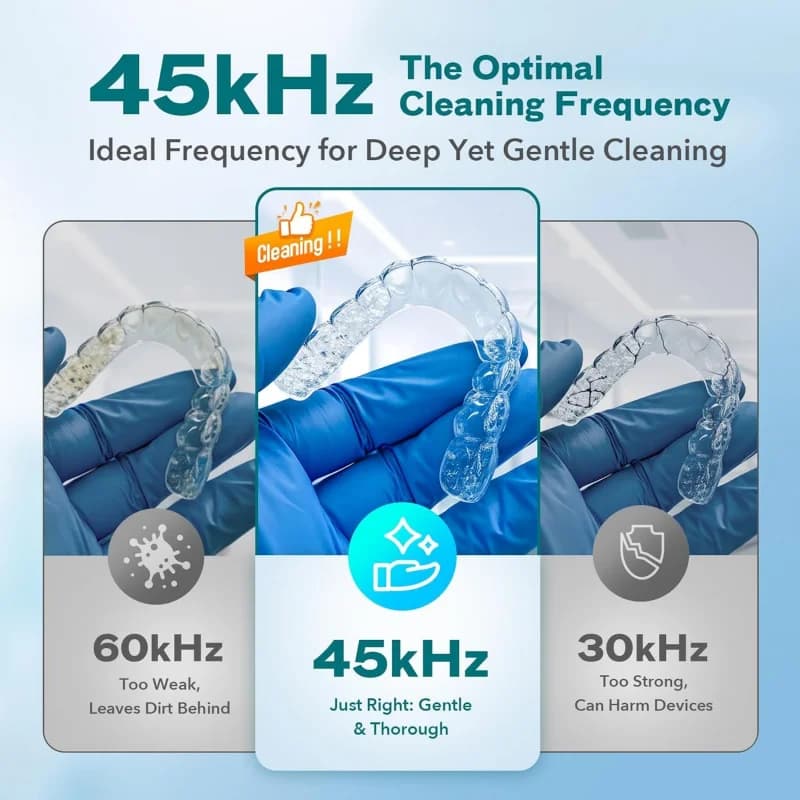 Dental Ultrasonic Retainer Cleaner Machine - 45kHz Dental Cleaning Pod Capacity for Denture,Mouth Guard,Night Guard,Braces - image 5