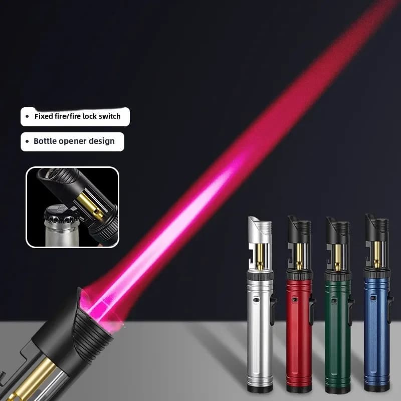 Metal High-temperature Large Capacity Bottle Opener Lighter, Windproof Turbine Inflatable Camping Kitchen Welding Gun Lighter - image 4