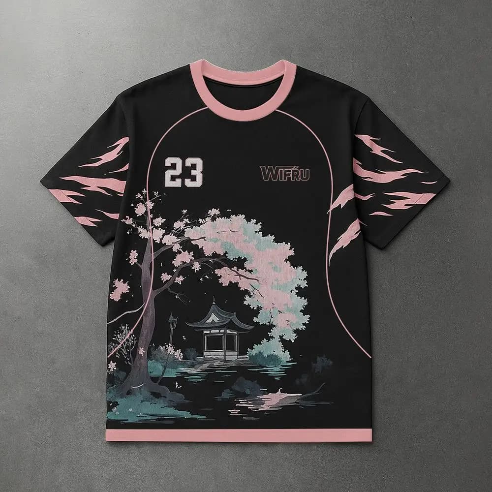 Traditional Ink Painting Graphic Football T-shirt WIFRU Japanese Anime Style Sports Training Jersey Men's Breathable Casual Tops - image 4