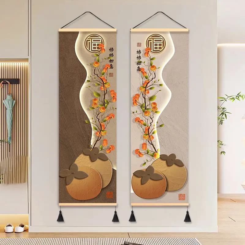 Lucky Persimmon Tapestry Wall Hanging, Modern  Scenery Art for Bedroom Living Room Boutique Hostel Background Home Decor​ - image 5