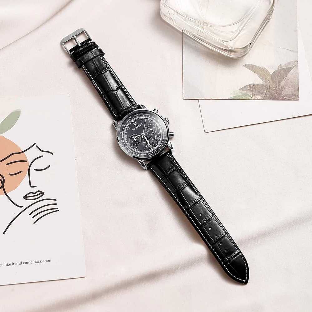 2025 New INCASEDA Luxury Multi functional Fashion Men's Six Needle Multi functional Timing Watch Calendar High end Quartz Watch - image 5