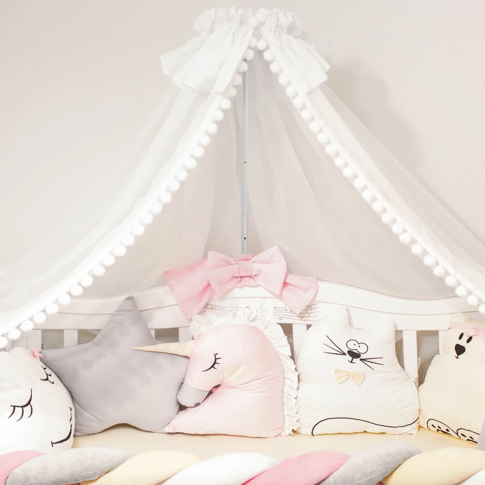 1 Set Crib Canopy Holder Mosquito Net Bracket Metal Stand Crib Mosquito Net Support Strong Steel Frame Durable Easy Install