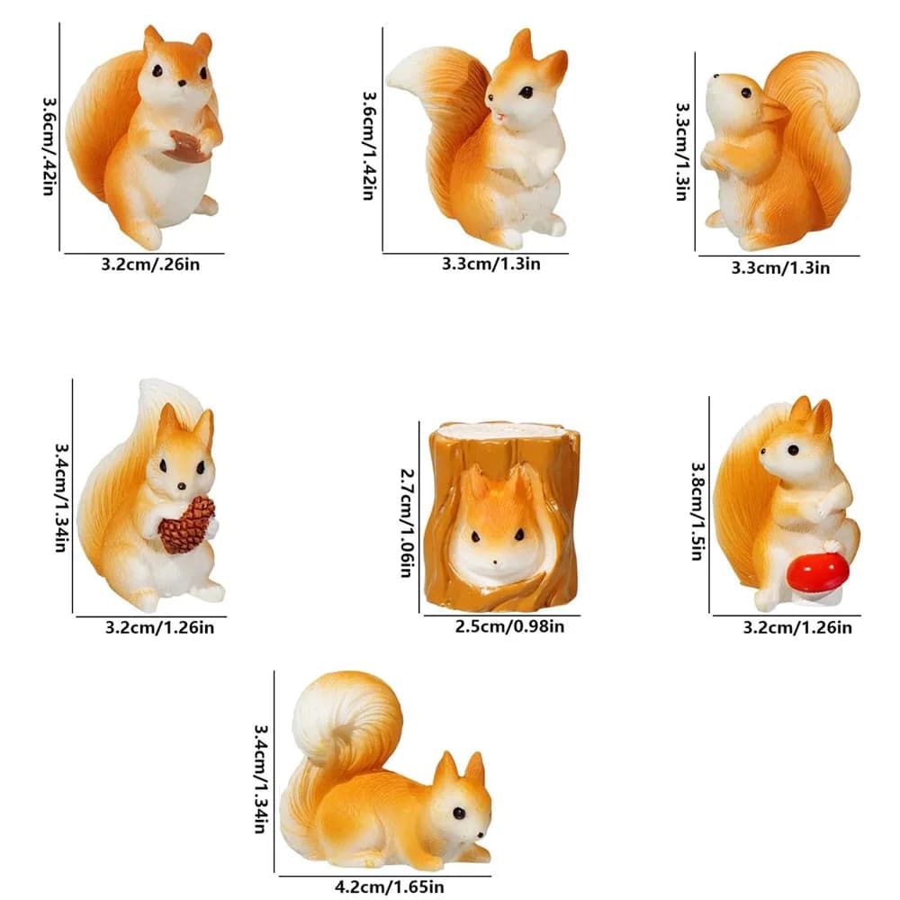 7Pcs Resin Miniature Squirrel Figurines Mini Forest Animal Figures for DIY Micro Moss Landscape Diorama Fairy Garden Craft - image 4