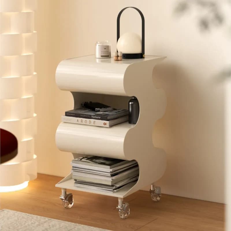 MOMO Movable Plastic Trolly Sofa Side Table Creative Medieval Bedside Cabinet Storage Ins Style Transparent Side Table - image 3