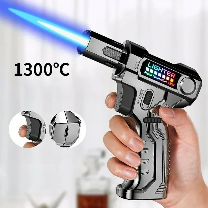 Windproof Direct Spray High Flame Welding Gun Inflatable Lighter Metal Safety Lock Kitchen Cigar Outdoor Camping Lighter - image 5