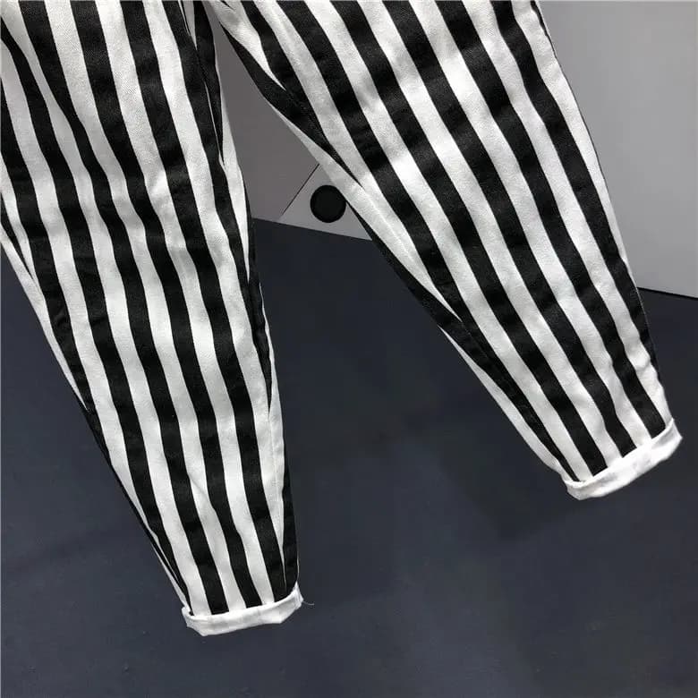 Stretch Casual Ankle-length Harem Pants for Women 2023 New Spring Autumn All-match High Waist Streetwear Casual Striped Trousers - image 5
