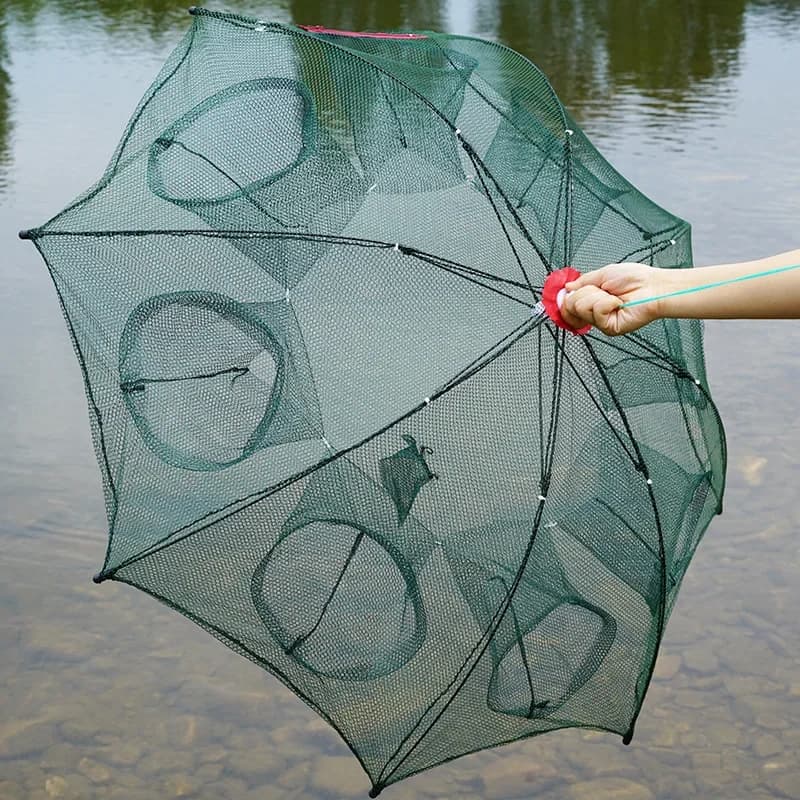 Folding Fishing Network Outdoor Strengthened 4-8 Holes Automatic Fishing Net Shrimp Cage Nylon Foldable Fish Trap Cast - image 3