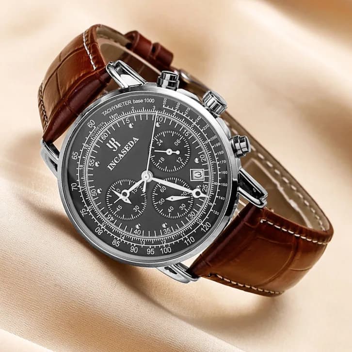 2025 New INCASEDA Luxury Multi functional Fashion Men's Six Needle Multi functional Timing Watch Calendar High end Quartz Watch - image 4