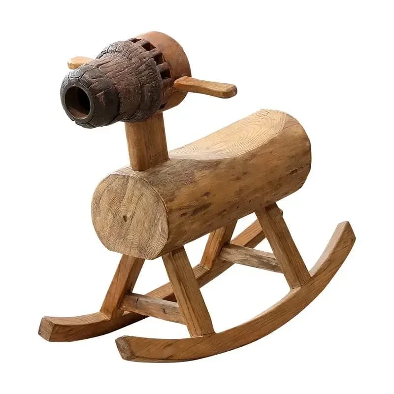 Rocking chair, Trojan horse, solid wood retro, horse chair.