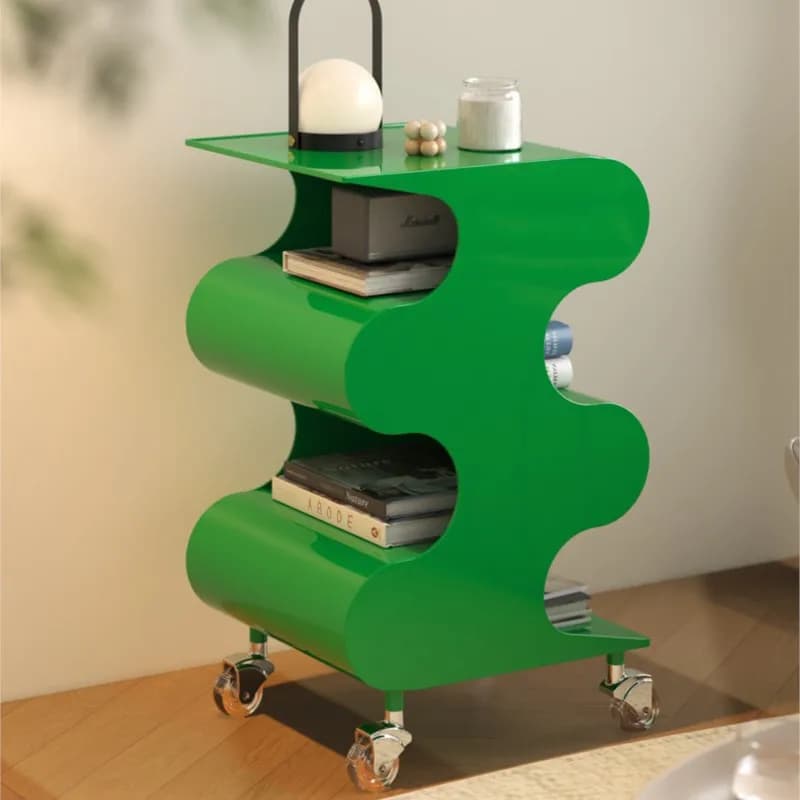MOMO Movable Plastic Trolly Sofa Side Table Creative Medieval Bedside Cabinet Storage Ins Style Transparent Side Table - image 4