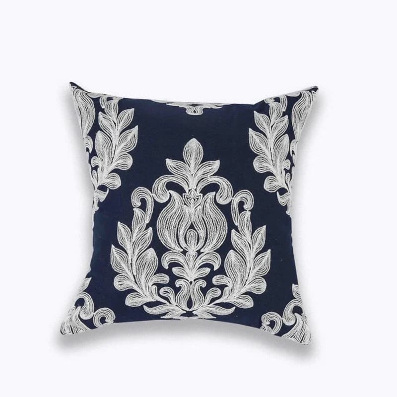 Home Decor Embroidered Cushion Cover Navy/White Pillowcase Canvas Cotton Square Embroidery Pillow Cover 45x45cm Quatrefoil - image 4