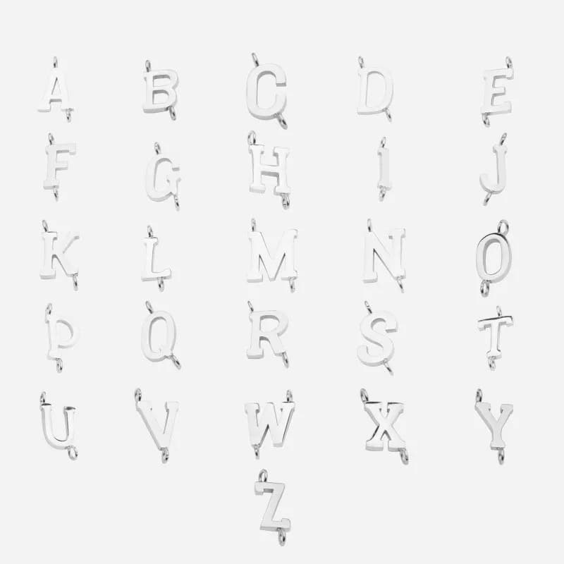 26Pcs/Lot Mirror Polish Stainless Steel Charms Initials Letter Connector Charms  For DIY Making Necklace Braid Bracelets - image 3