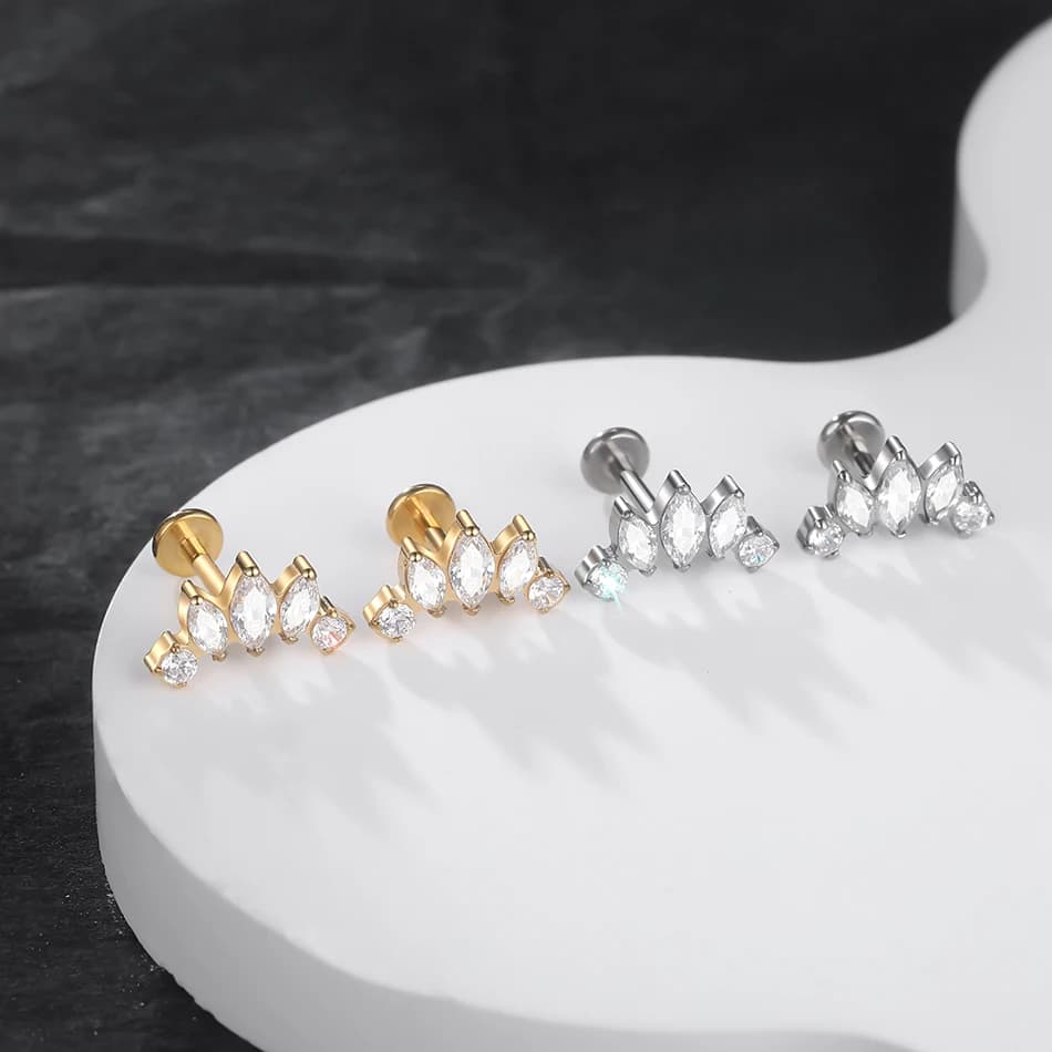 1Pc G23 Titanium Ear Tragus Cartilage Helix Daith Piercing Stud Earrings for Women Internal Thread Labret Piercing Lip Ring 16G - image 6