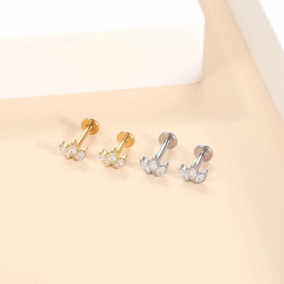 1Pc G23 Titanium Ear Tragus Cartilage Helix Daith Piercing Stud Earrings for Women Internal Thread Labret Piercing Lip Ring 16G - image 4
