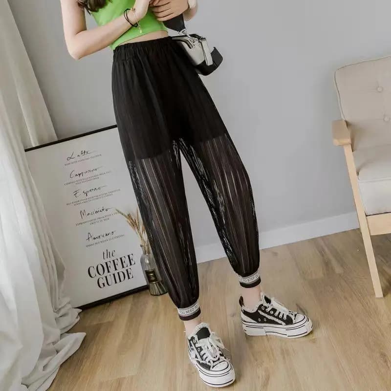 2024 Summer Korean Version of Hip-hop Style Fashionable and Personalized High Waisted Pocket Breathable Hollow Mesh Hoodie Pants - image 5