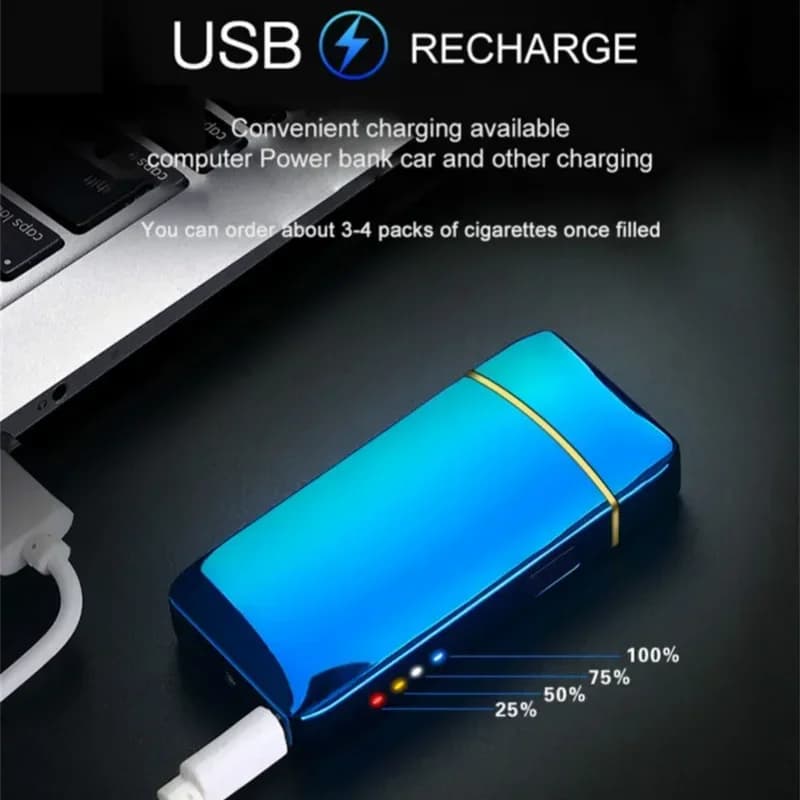 2025 Electric Windproof Metal Lighter Double Arc Flameless Plasma Rechargeable USB Lighter LED Power Display Touch Lighters Gift - image 6