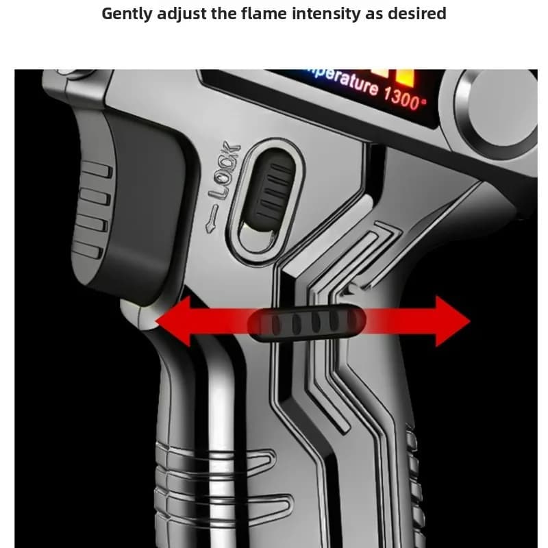 Metal High-temperature High Flame Welding Gun Lighter Windproof Direct Spray Flame Safety Lock Kitchen Cigar Outdoor Lighter - image 5