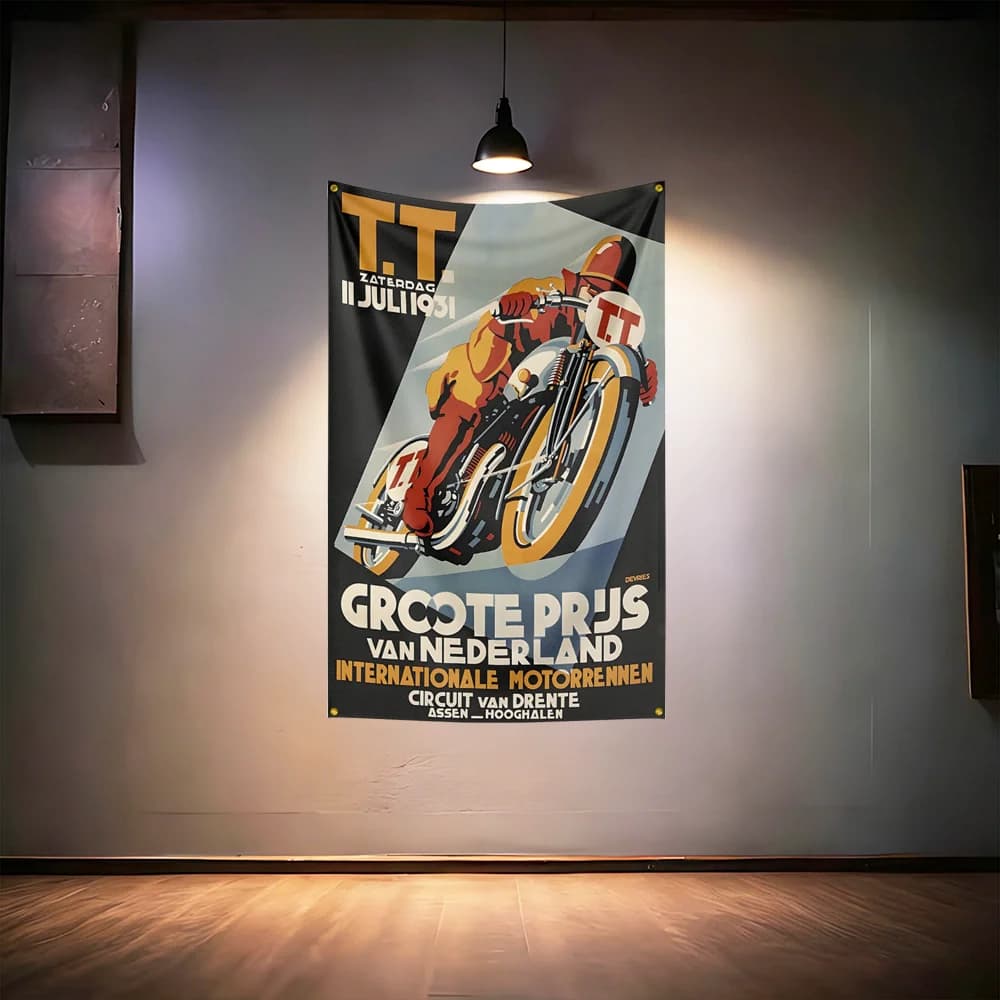 TT Isle Of Mans Racing Fans Flag 3x5ft 90x150cm For Moto Road Race Garage Decor Banner - image 5