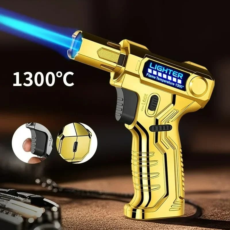 Windproof Direct Spray High Flame Welding Gun Inflatable Lighter Metal Safety Lock Kitchen Cigar Outdoor Camping Lighter - image 4