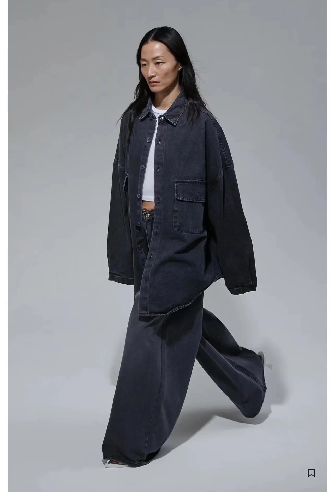 Frankie Shop Fall New Arrival Denim Jacket-Style Shirt Oversized Silhouette Minimalist Versatile Jacket - image 6