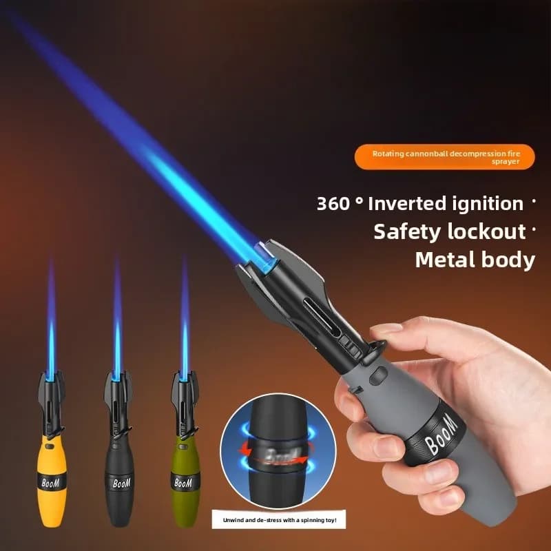 Outdoor Large Flame High-temperature Spray Gun Lighter Windproof Rotatable Pressure Reducing Safety Lock Cigar Lighter - image 3