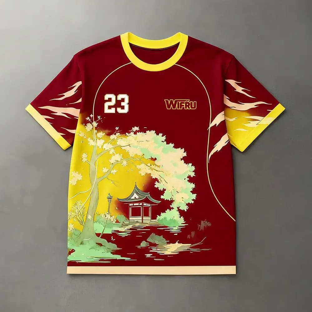 Traditional Ink Painting Graphic Football T-shirt WIFRU Japanese Anime Style Sports Training Jersey Men's Breathable Casual Tops - image 6