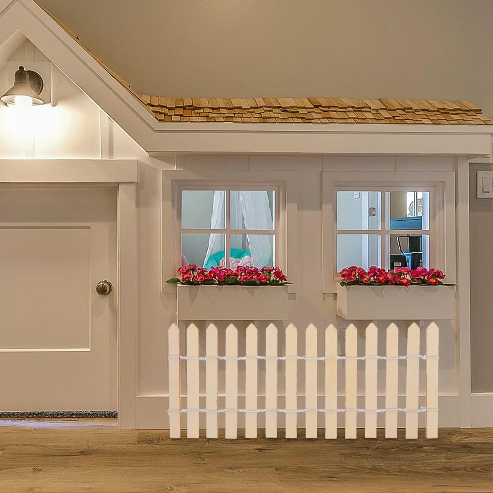 4Pcs Miniature Garden Fence Natural Wood Decorative Picket Fence Unfinished Slats for Outdoor Craft DIY Microlandscape - image 6