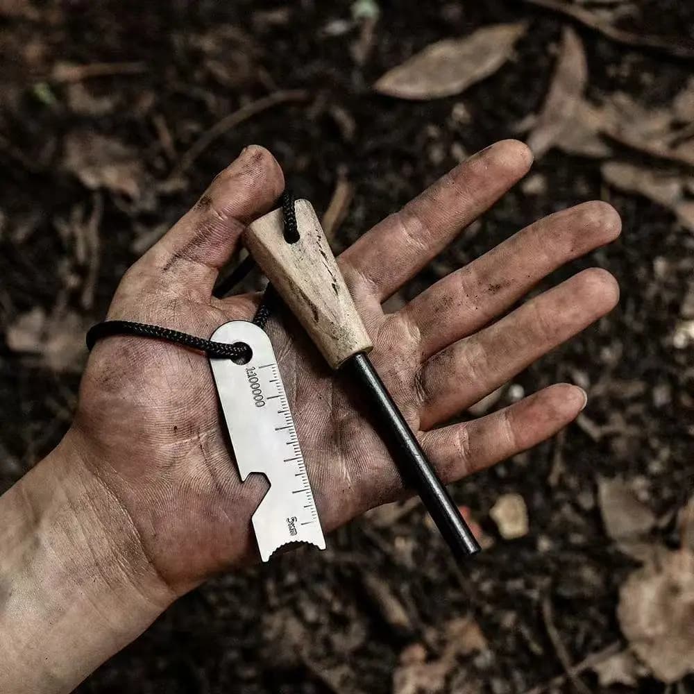 New Wilderness Survival Portable Flint Kit - Magnesium Fire Starter Stick with Wooden Handle for Camping Outdoor Equipment Tool - image 5
