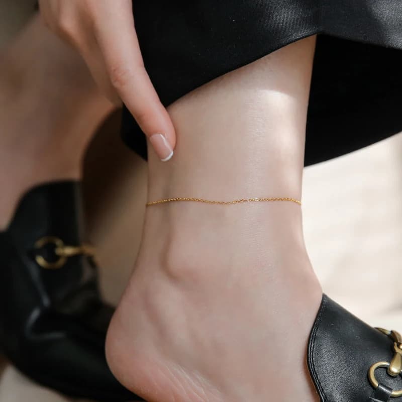 Fashion Adjustable Layered Fine Anklets 316L Stainless Steel Simple Barefoot Crochet Sandals for Women Foot Chain Jewelry Gift