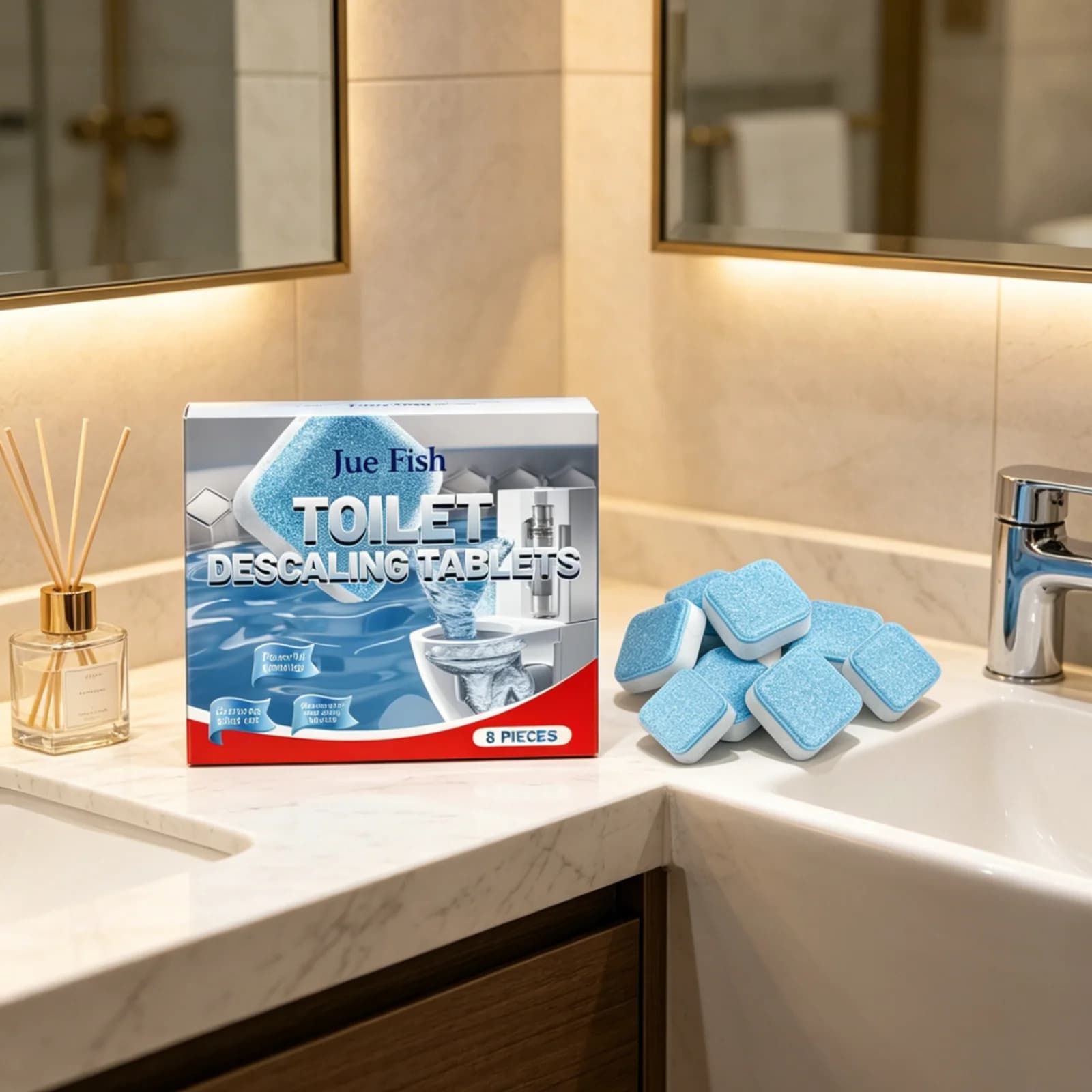 Jue Fish Toilet Descaling Tablets Powerful Cleaning Remove Stubborn Stain Long Lasting Freshness Toilet Cleaner Tablets 8 Pieces - image 3