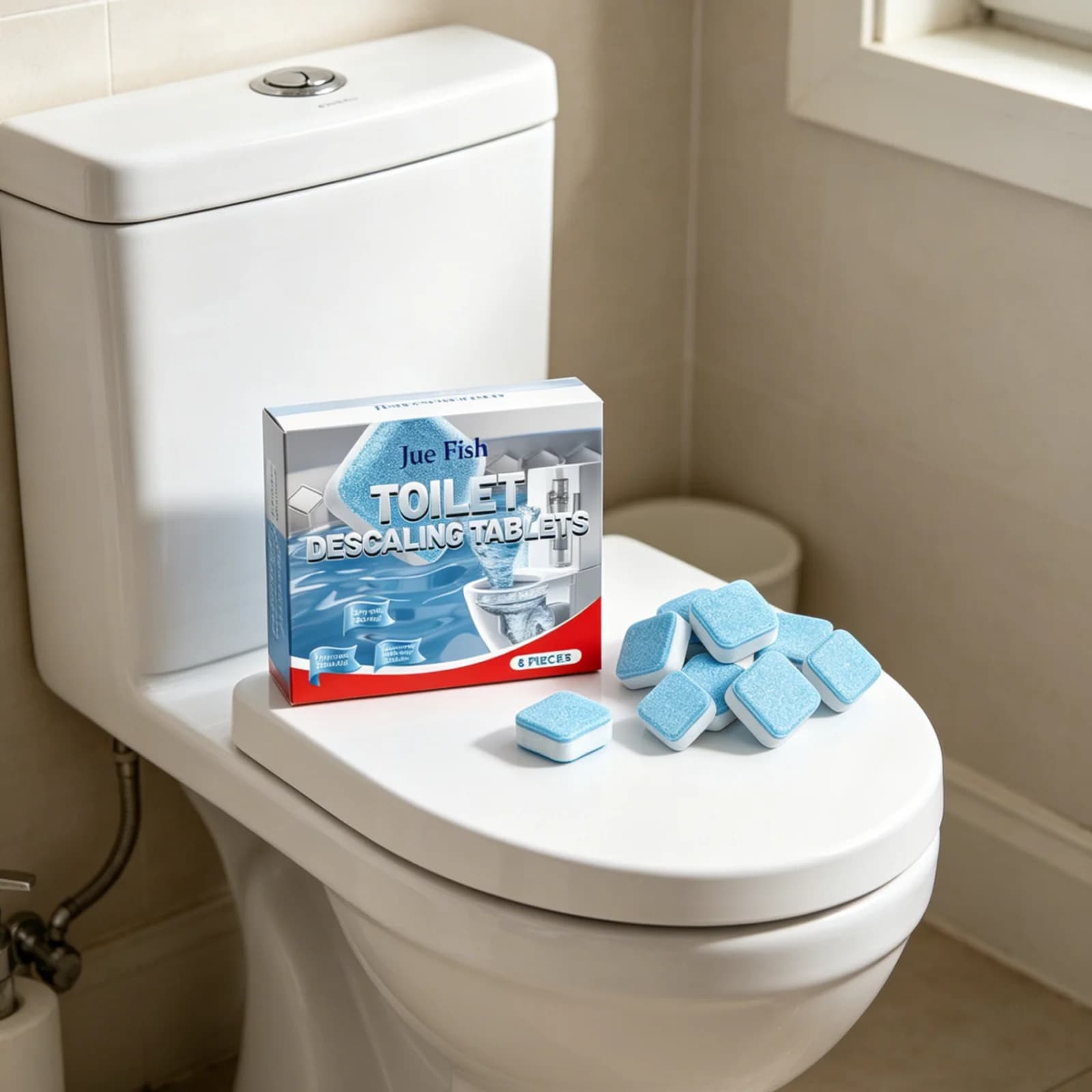 Jue Fish Toilet Descaling Tablets Powerful Cleaning Remove Stubborn Stain Long Lasting Freshness Toilet Cleaner Tablets 8 Pieces - image 6