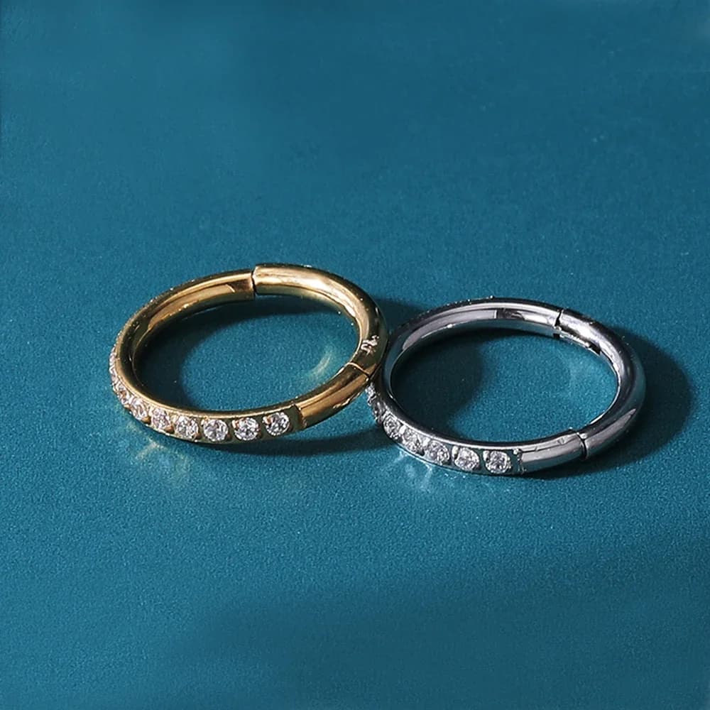 F136 Titanium Piercing Double Layered Triple Stack Hinged 16g Zircon Nose Ring Helix Cartilage CZ Small Cartilage Septum Clicker - image 5