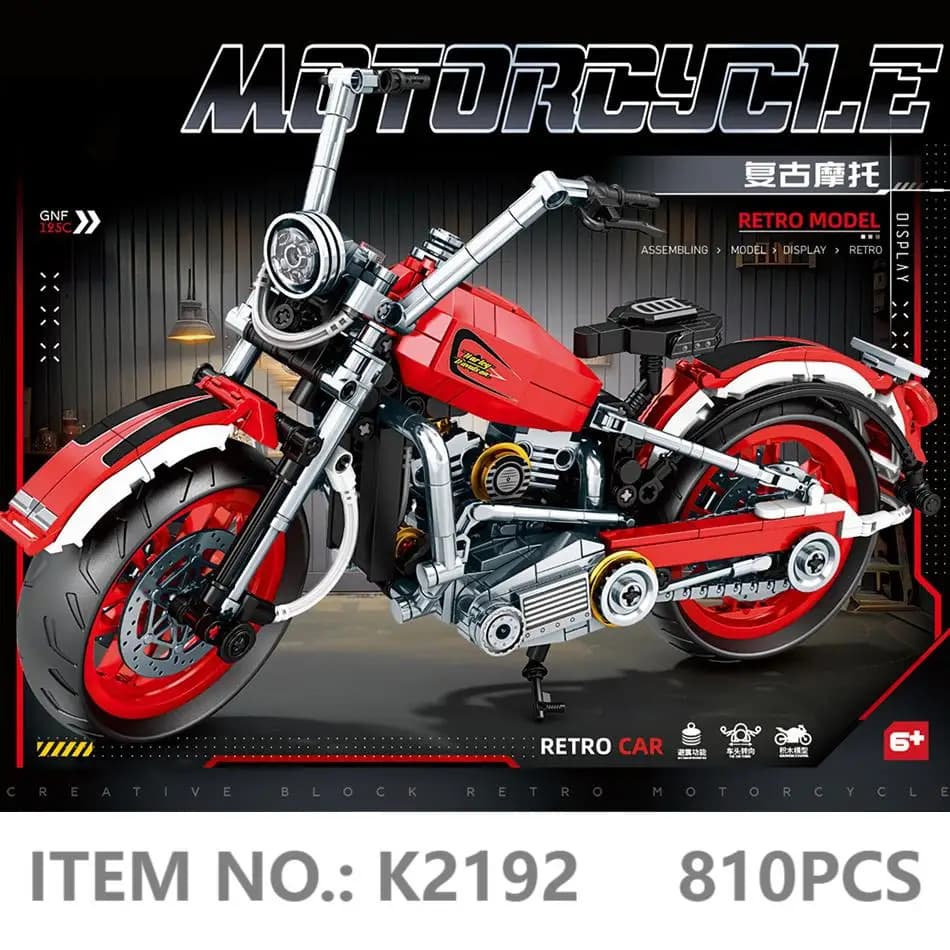 MOC Technical Motorcycle Moto Car Model Building Blocks Retro Racing Motobike Vehicles Model Bricks DIY Toys For Children Gifts - image 4