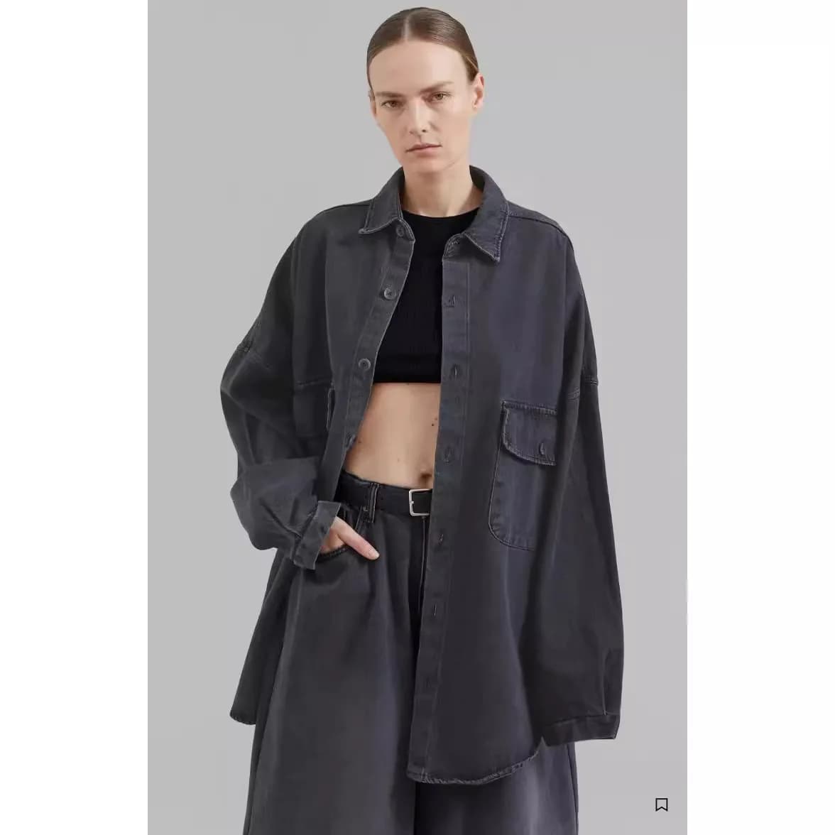 Frankie Shop Fall New Arrival Denim Jacket-Style Shirt Oversized Silhouette Minimalist Versatile Jacket - image 3