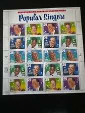 Scott #2849-2853	Popular Singers Pane of 20 29¢ Stamps (1994)