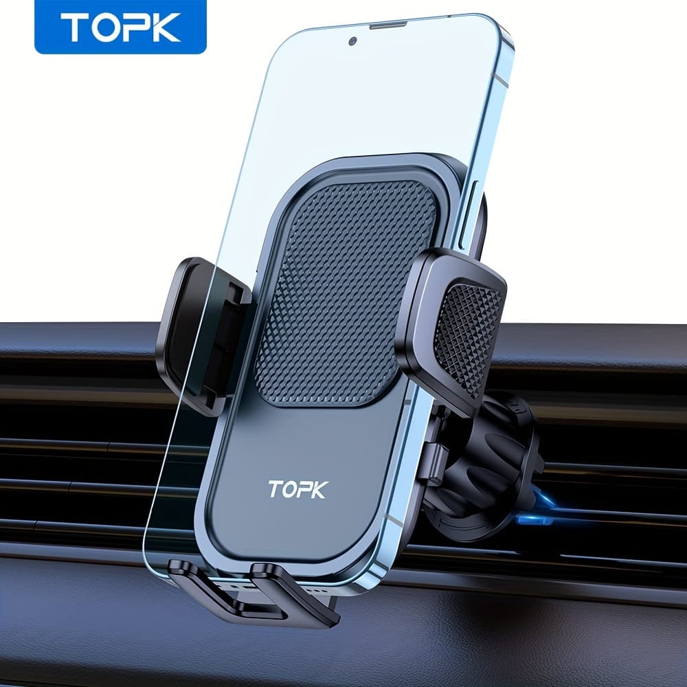 TOPK Car Phone Holder Mount, Car Mount with Hook Clip for Car Air Vent 360° Rotation Phone Mount Compatible with Iphone Android Cell Phone