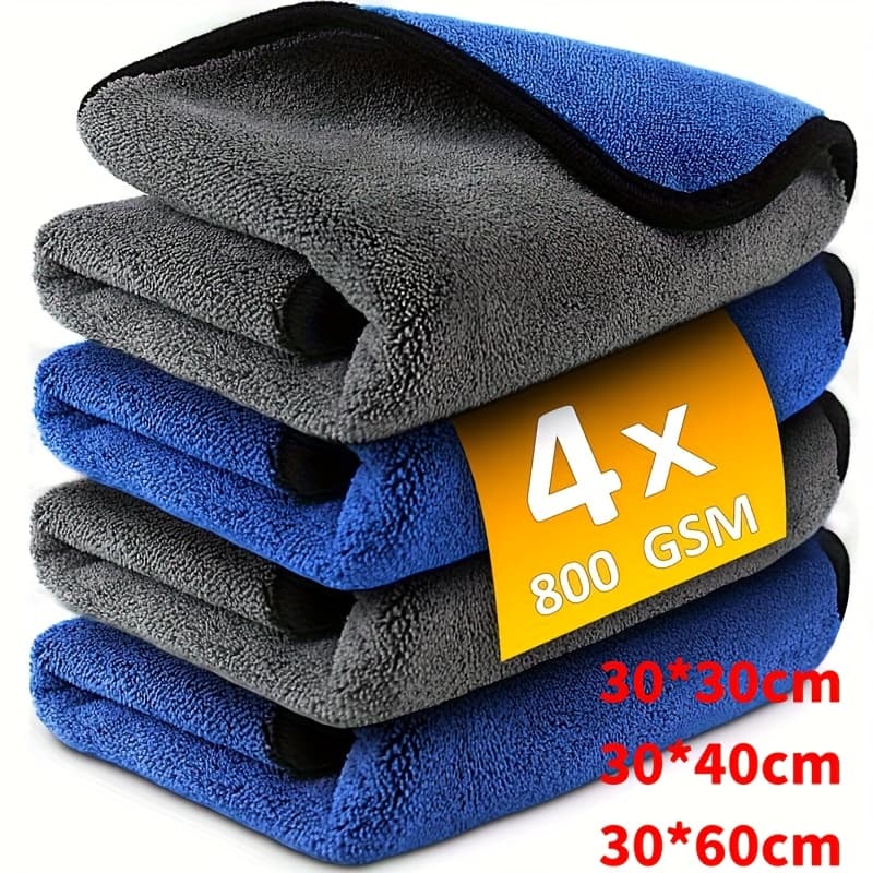 Microfiber Car Washing Towel Soft Quick Drying Windows Mirrors Wiping Rags Home Double Layer Cleaning Cloths 800GSM