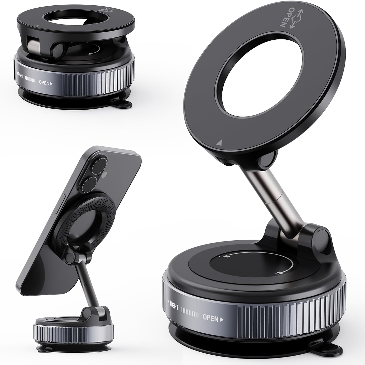 Enhanced Magnetic Phone Holder for with 360° Rotation And 43.54KG Strong Suction Cup, Compatible with Magsafe, Suitable For, Gyms, And Mirrors for Both for Iphone And Android Devices