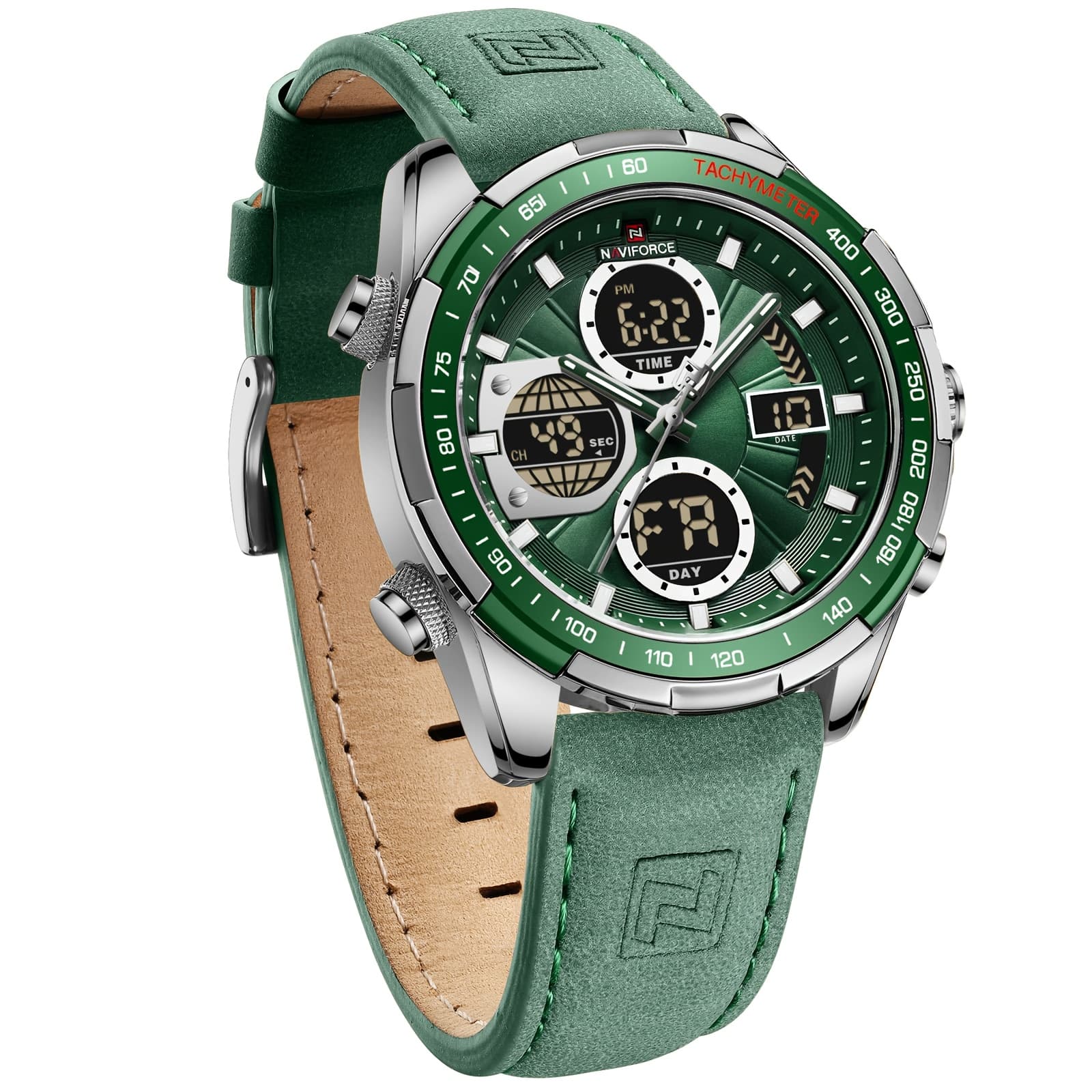 NAVIFORCE Men's Multifunctional Dual Display Watch, Genuine Leather Fashion Wristwatch, Sport Casual Men Watches, Men's Gift