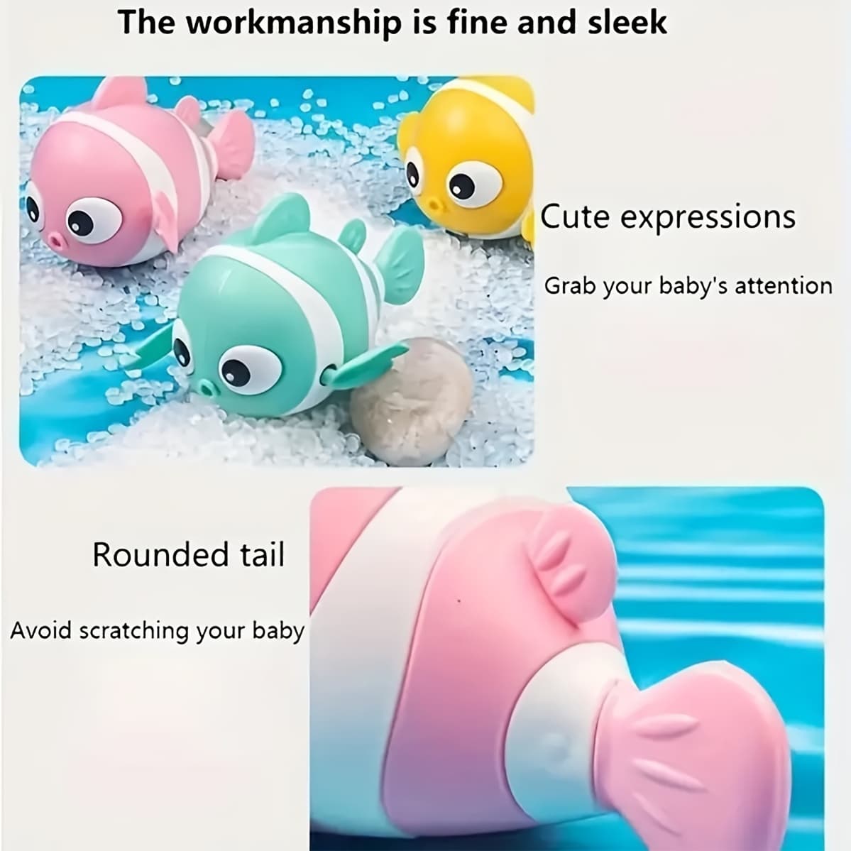3pcs Youngsters Water Toys, Clockwork Clownfish, Perfect as Holiday Gifts or Souvenirs, Suitable for Indoor and Outdoor Play, Summer Bath Toys