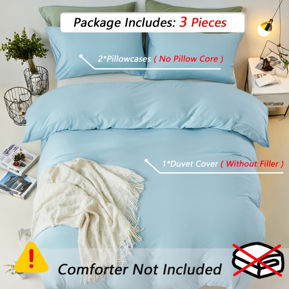 100% Microfiber Duvet Cover Set 2/3pcs (1Duvet Cover & 1/2Pillow Shams, Without Filler) | Zippered Bedroom Upgrade | Year-Round Comfort for Modern Bedrooms | Gifts for The Family