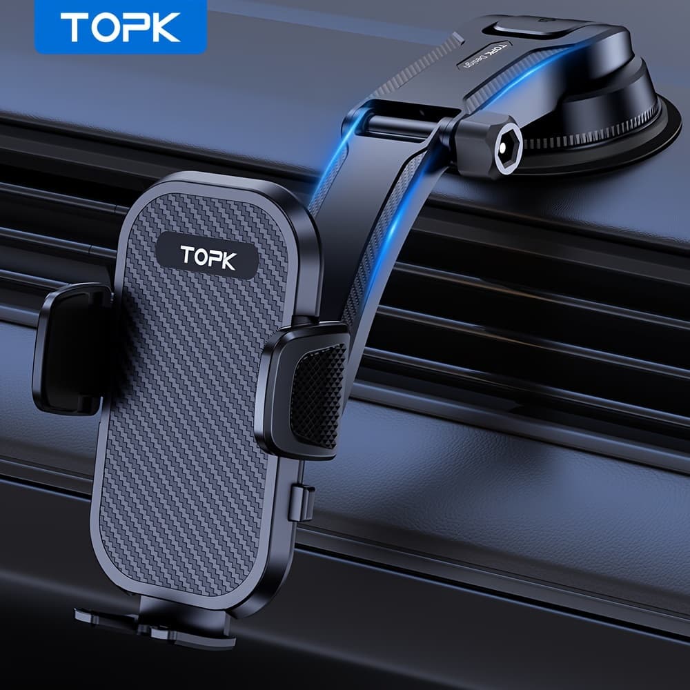 TOPK Car Dashboard Phone Holder, Enhanced Adjustable Mount for Cell Phones, Compatible with All Models, Can Be Positioned Horizontally Or Vertically