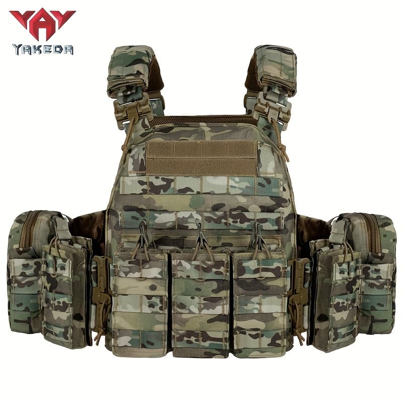 YAKEDA Quick-Release Multi-Function Training Vest - Made from Durable 1000D Nylon, Compatible with MOLLE for Side Plates And Back Pouch, Machine Washable - Ideal for Hiking And Outdoor Adventures