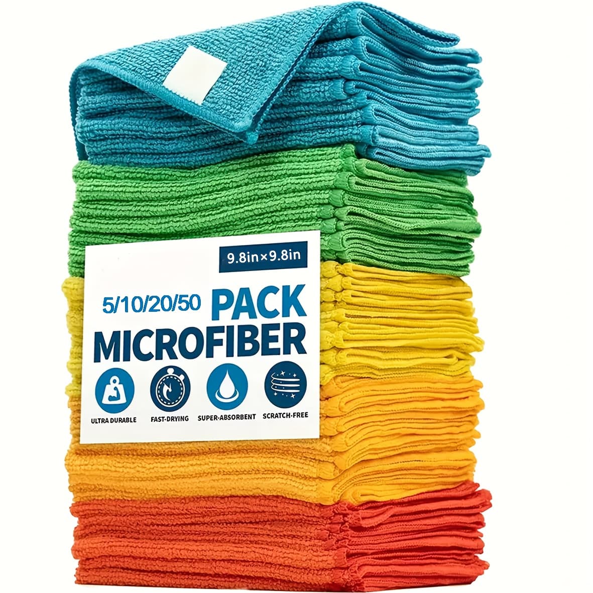 5/10/20/50 Pack MRD'S HOME Microfiber Cleaning Cloths - Ultra-Absorbent, 1200 Washes, Streak-Free Mirror Shine, Durable & Easy-Clean, Ideal for Car Washing, Cleaning, And Home Use, Car Washing Cloth | Durable Microfiber | Absorbent Material