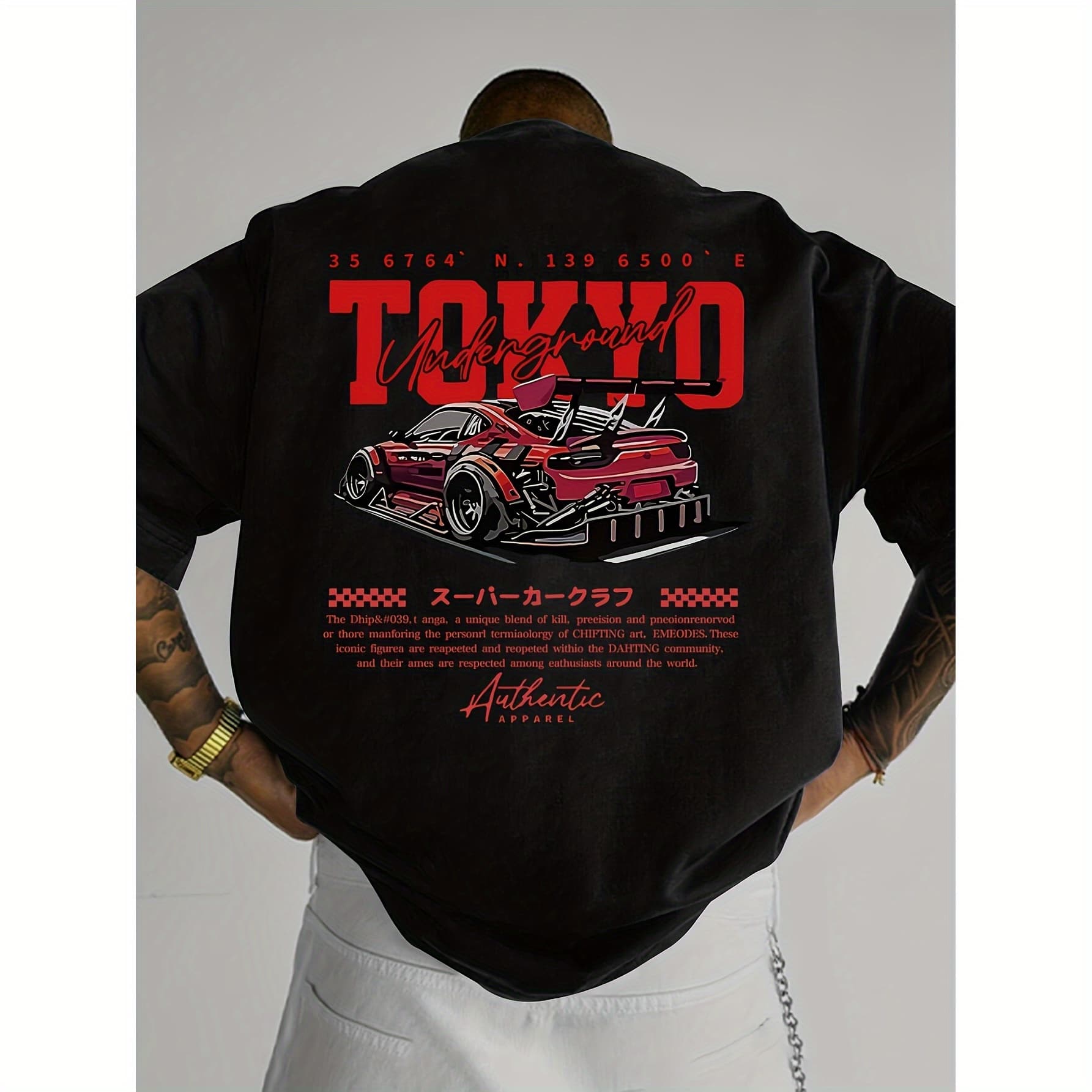 Men's Short Sleeve T-Shirt, Printed with Racing Car Pattern and English Graphics, Loose Fit Fashion Casual Crew Neck Top, Spring Summer Outdoor Clothing